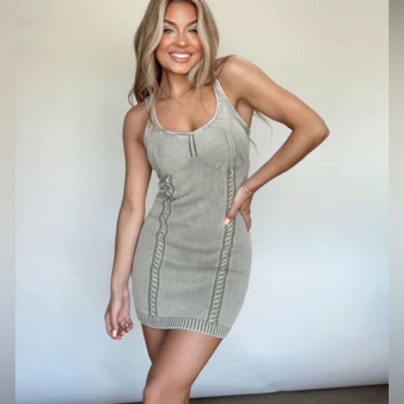 Lane 201 Olive Day Date Knit Dress Lane 201 Olive Day Date Knit Dress